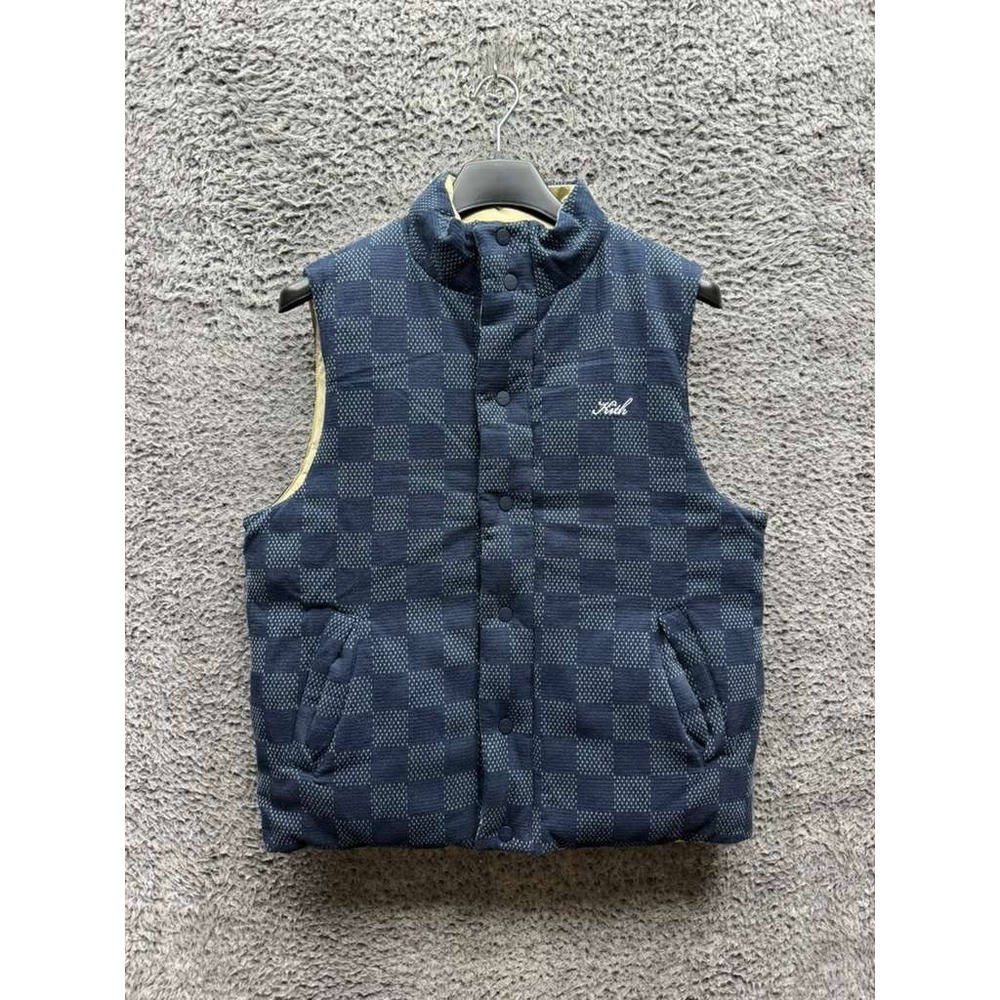 Kith Morris‎ Embroidered Check Reversible Full Snap Puffer Vest Eve Mens Size S
